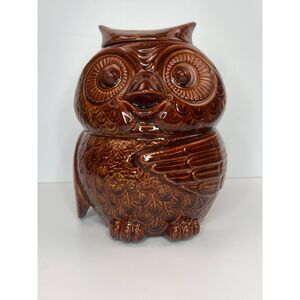 Vintage Mid-Century 10" Brown Wise Owl Cookie Jar McCoy #204